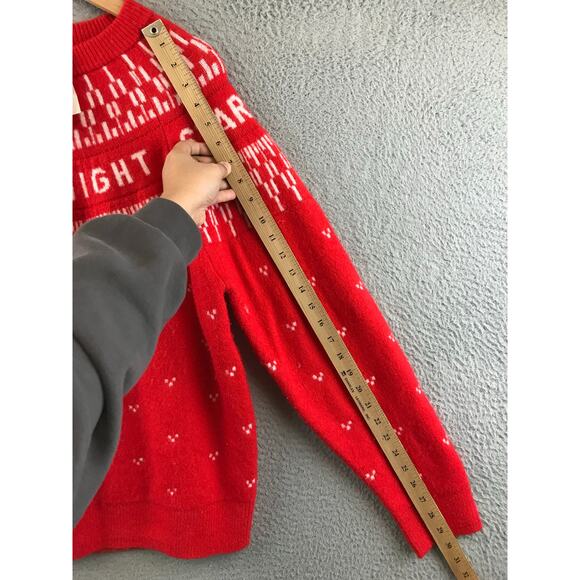 NWT H&M Loose-Fit Starry Night Jacquard-Knit Sweater Red M - Picture 4 of 8